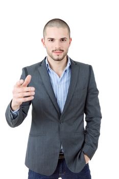 young casual man portrait, isolated on white