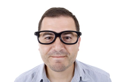 young silly casual man portrait, isolated on white