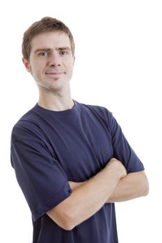 young casual man portrait, isolated on white