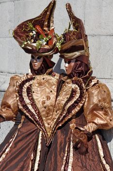 Golden heart duo at the 2014 Annecy venetian carnival, France