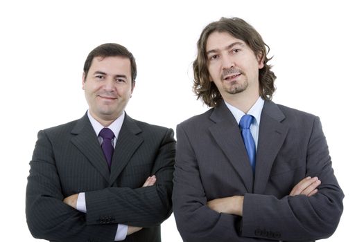 two young business men portrait on white