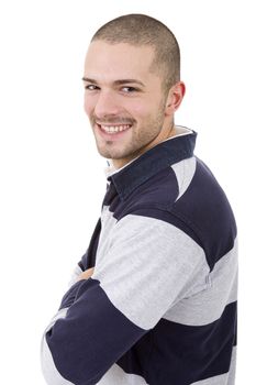 young casual man portrait, isolated on white