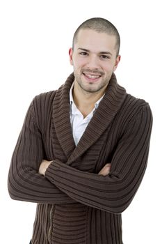 young casual man portrait, isolated on white