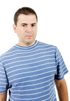 young casual man portrait, isolated on white