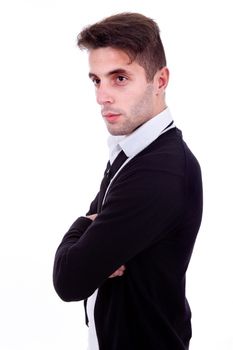 young casual man portrait, isolated on white