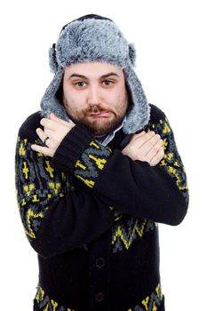 young casual man portrait with a russian hat