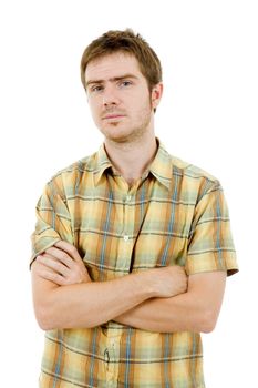 young casual man portrait, isolated on white