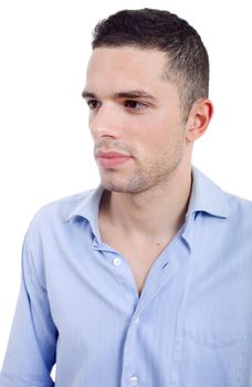 young casual man portrait, isolated on white