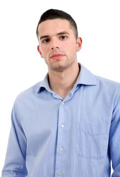 young casual man portrait, isolated on white