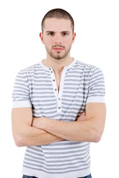 young casual man portrait, isolated on white