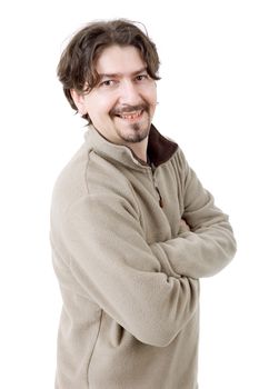 young casual man portrait, isolated on white