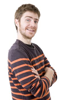 young casual man portrait, isolated on white