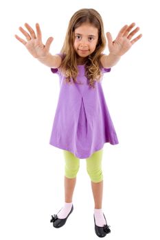 young happy girl full body, isolated on white