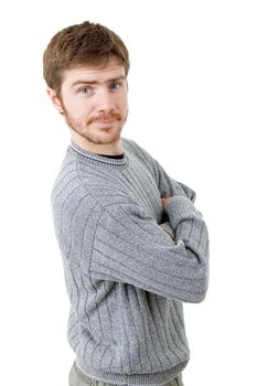 young casual man portrait, isolated on white