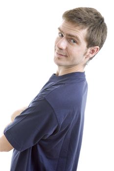 young casual man portrait, isolated on white