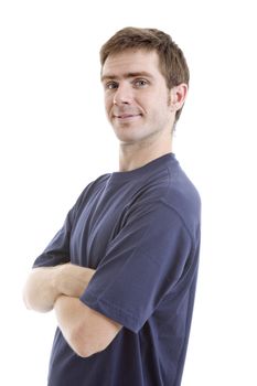 young casual man portrait, isolated on white