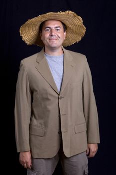 young casual man portrait on a black background