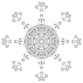 Abstract floral pattern, black contours on white background.