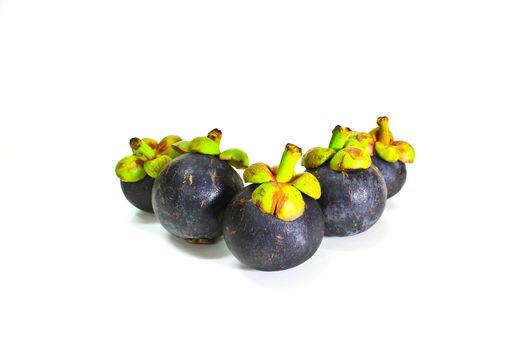 tropical mangosteen fruit on white background