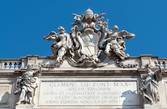 Detail from Trevi fountain in Rome, Italy