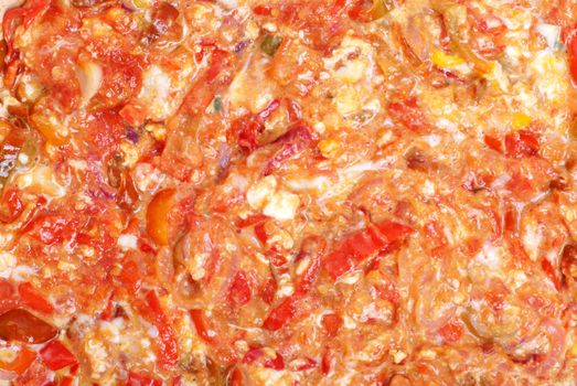 Dish whit eggs and peppers