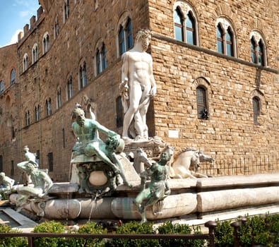 Fountain of Neptune on Piazza della Signoria in Florence, Italy