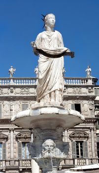 Fountain of our Lady Verona in Piazza delle Erbe in Verona, Italy