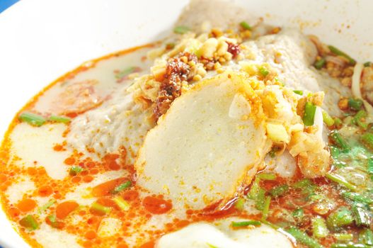 Tom Yam Koong soup with noodles, Spicy Thai style noodle