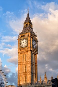 London Eye and Big Ben - the most popular paid tourist attraction in London, UK