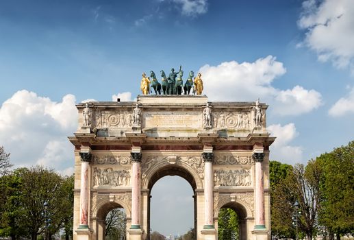 The Arc de Triomphe du Carrousel located in the Place du Carrousel, Paris, France