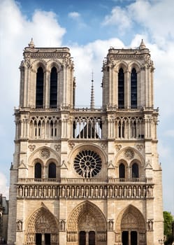 Cathedral Notre Dame in Paris and river Seine