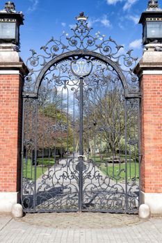 Retro metal gate with decorative ornaments