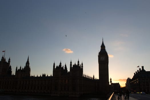 Night View from British Parliament in London