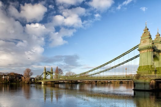 Hammersmith Bridge over the river Thames in London, England, UK