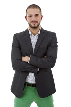 young casual man portrait, isolated on white