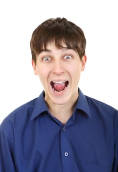 Portrait of Joyful Teenager Isolated on the White Background