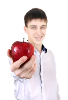 Teenager with an Apple Focus on an Apple