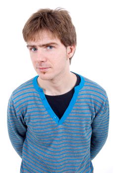 young casual man portrait, isolated on white