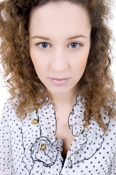 young casual beautiful woman, isolated in white