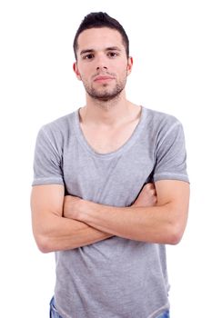 young casual man portrait, isolated on white