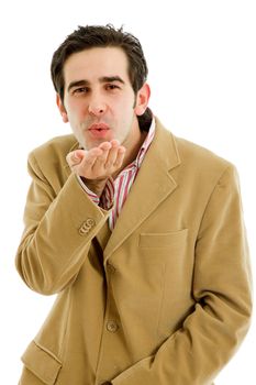 young casual man portrait in a white background