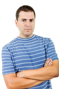 young casual man portrait, isolated on white