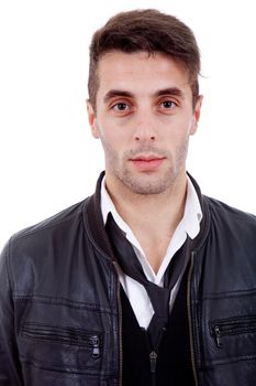 young casual man portrait, isolated on white