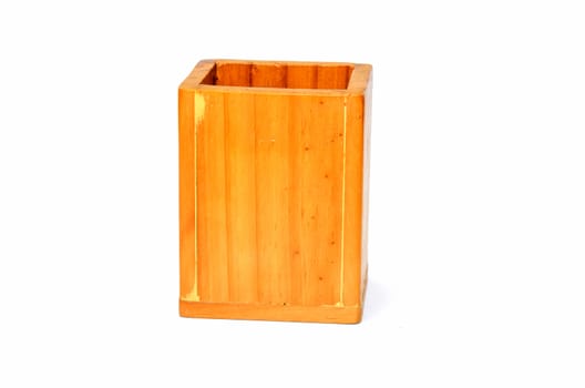 Wooden box isolated on white background.