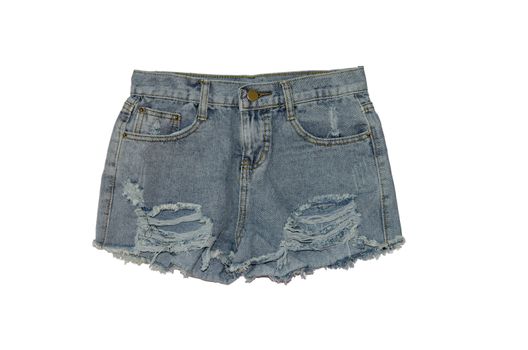 Jeans shorts isolated on the white background.