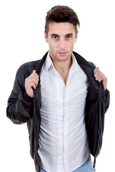 young casual man portrait, isolated on white