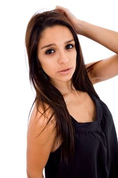 young happy beautiful woman, isolated in white