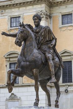 Equestrian Statue of Marcus Aurelius at Piazza del Campidoglio, Rome, Italy, 2014