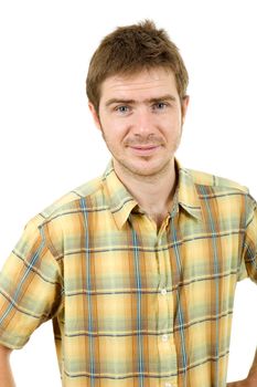 young casual man portrait, isolated on white