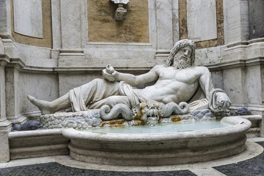 Statue of Neptune at fountain, Rome, Italy, 2014